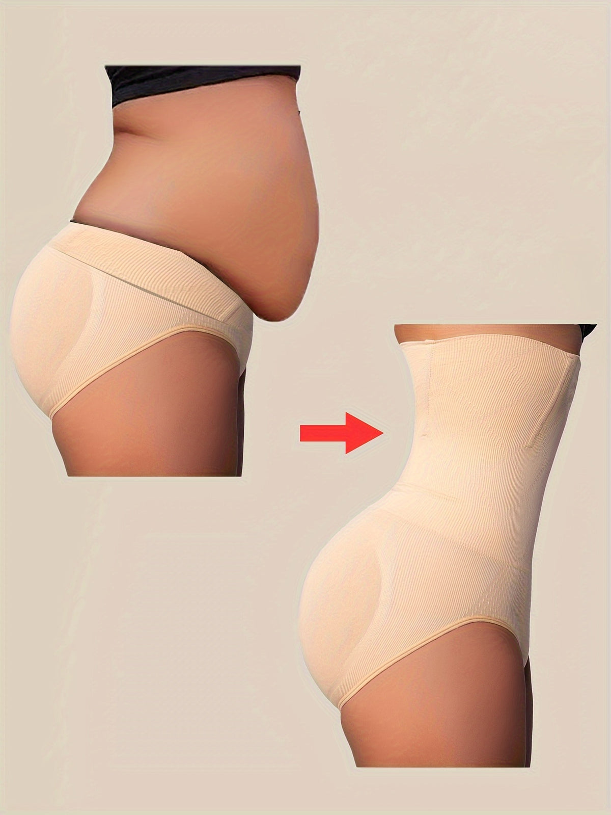 Culotte gainante beige taille haute – effet ventre plat