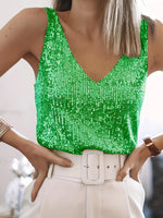 Top à sequins scintillants à col en V
