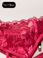 Lot de 3 culottes sexy en dentelle ajourée