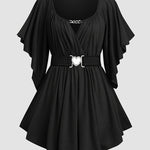 T-shirt élégant grande taille avec chaîne cœur et ceinture