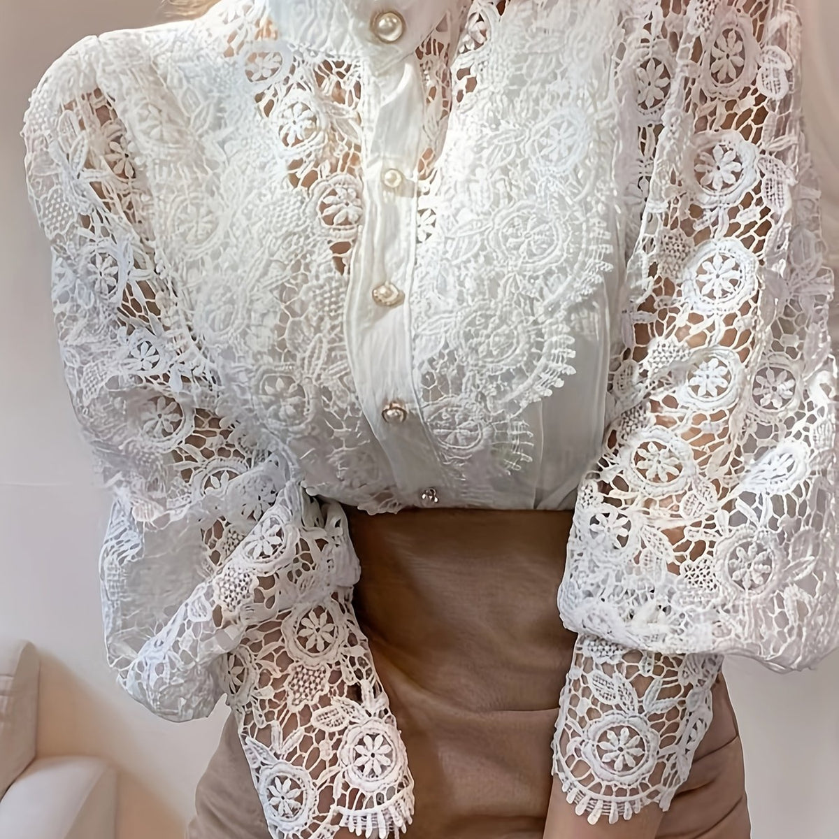 Blouse en dentelle blanche élégante #collection Paris 2025