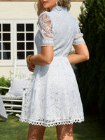 Robe élégante en dentelle avec manches courtes bouffantes