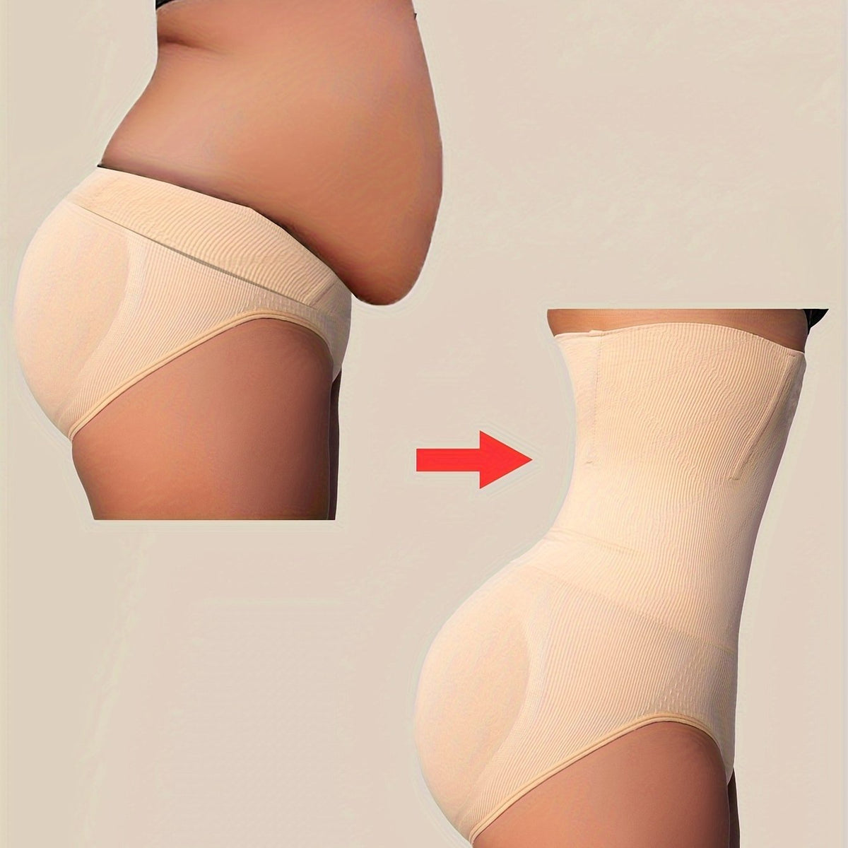 Culotte gainante beige taille haute – effet ventre plat