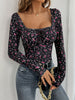 Blouse fleurie à encolure carrée pour femme #Paris