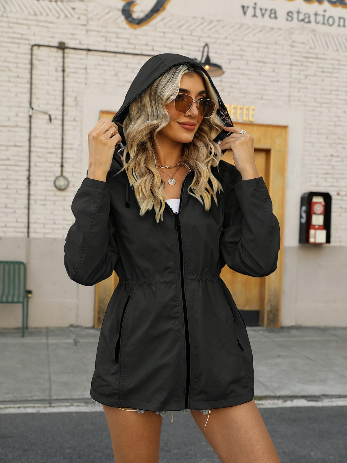 Veste légère réversible à imprimé floral pour femme #L911