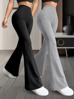 Pack of 2 pairs of women's high waisted flared leg pants