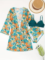 Maillot de bain 3 pièces imprimé tropical