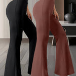 Pack of 2 pairs of women's high waisted flared leg pants