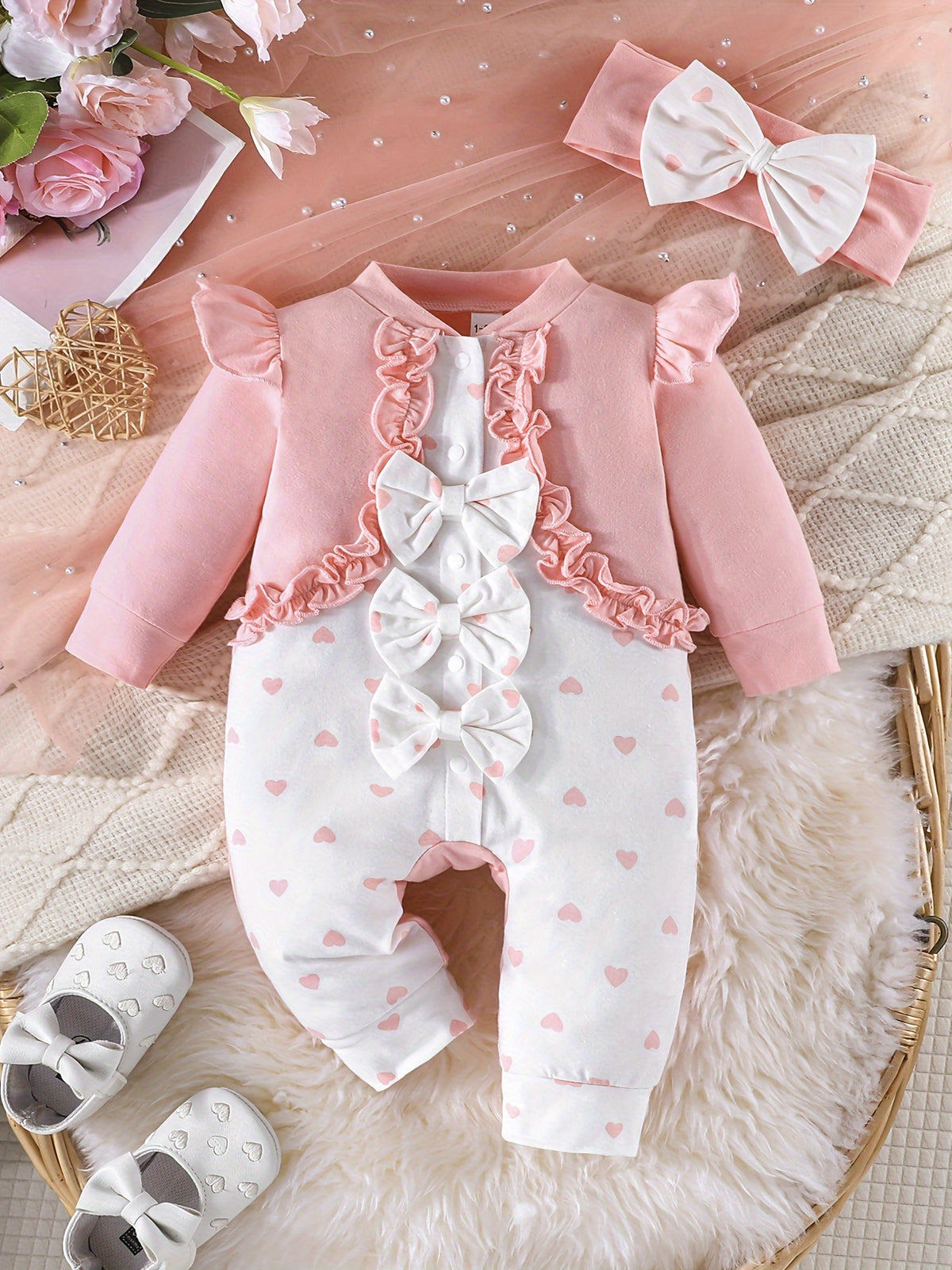 Ensemble deux-pièces avec nœud pour bébé fille