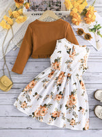 Ensemble fille : robe à bretelles avec nœud