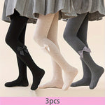 Lot de 3 collants rayés avec nœuds