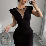 Robe moulante élégante avec manches bouffantes#Paris