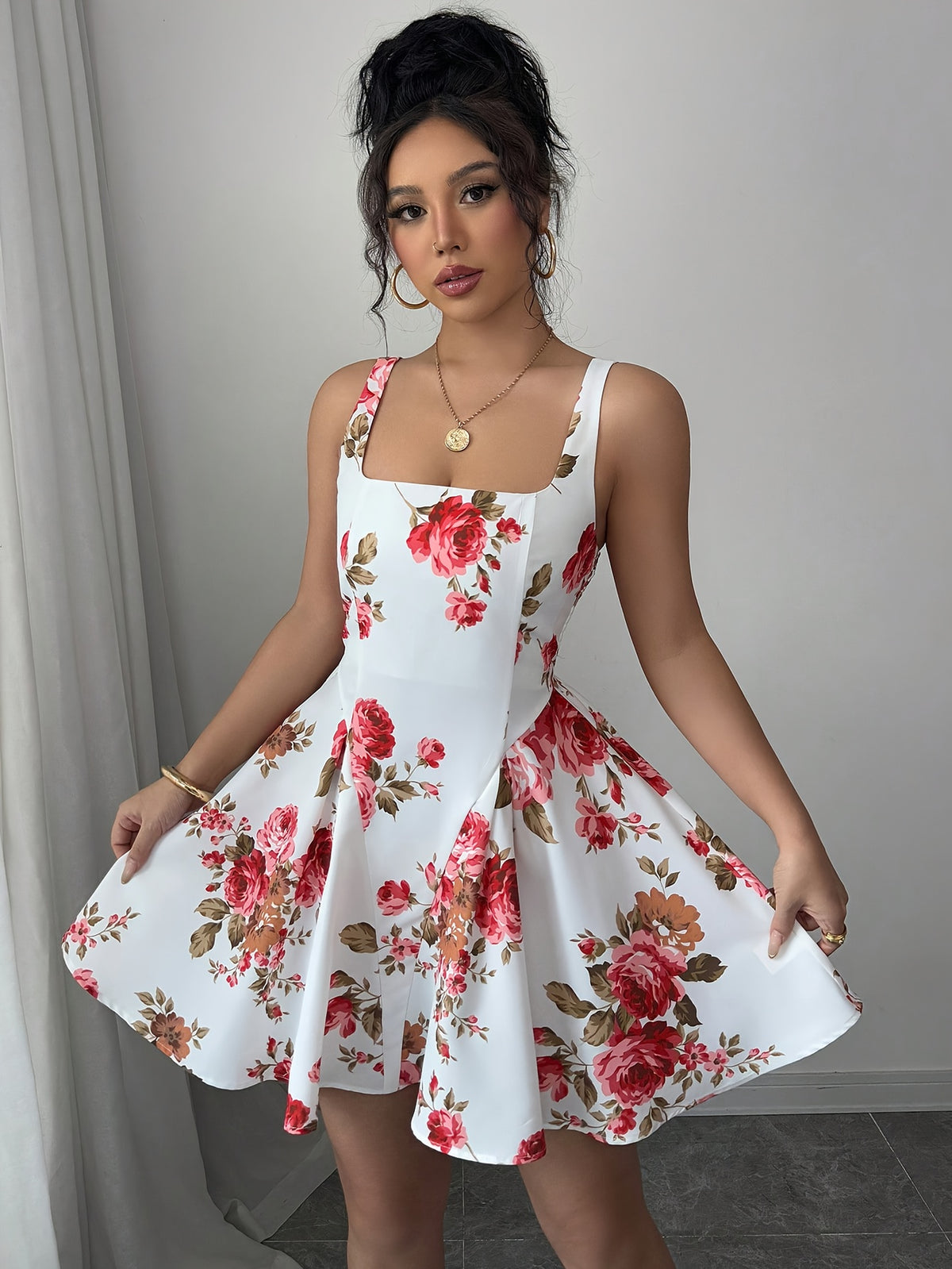 Robe sans manches à imprimé floral pour femme #Paris