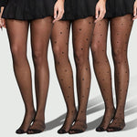 Lot de 3 collants transparents à motifs géométriques