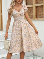 Robe rose midi évasée à imprimé floral #collection MONACO 2025