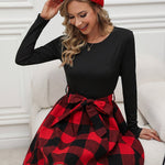 Robe élégante A-line à imprimé vichy avec ceinture #collection Paris 2025